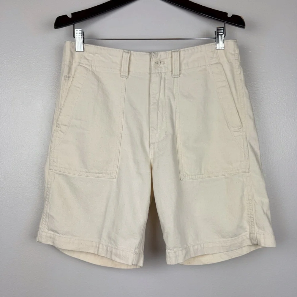 Madewell Men's Patch Pocket Shorts Summer Denim Cream Size 30 NWOT